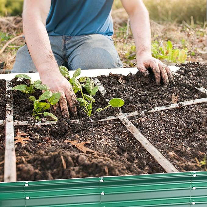 Galvanized Raised Garden Bed for Gardening, 3x3x1ft Metal Square Planter Boxes Outdoor for Vegetable,Flower,Herb,Modular Above Ground Growing Container,Green