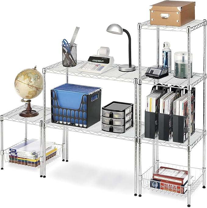 Xcity Storage Shelves, 1 Tier Heavy Duty Metal Shelving Unit, 350 LBS Capacity Adjustable Steel Wire Shelf Organizer for Pantry, Kitchen, Garage, 14" D x 14" W x 15" H, Chrome