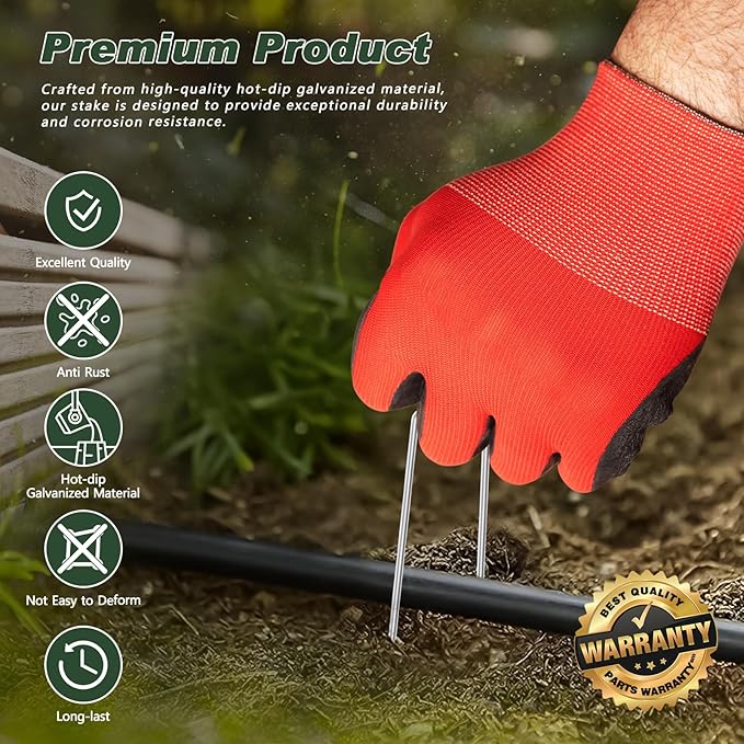 FEED GARDEN 4 Inch Hot-dip Galvanized Landscape Staples, 11 Gauge Anti-Rust Garden Stakes, 100 Pack