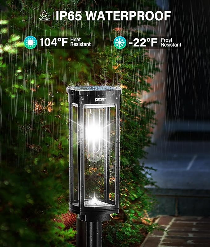 Solar Pathway Lights Outdoor 6 Pack, Bright Solar Path Lights Outside Waterproof, Solar Powered Landscape Light for Walkway Driveway Lawn Patio Sidewalk Garden Yard, Cool White