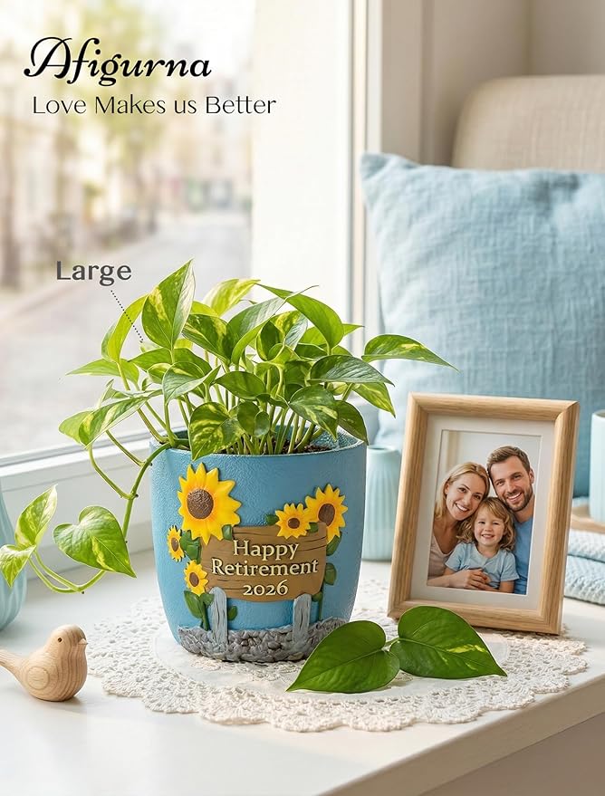 Retirement Gifts for Woman 2026: Happy Retirement Gifts for Women Nurse Teacher Coworker - Unique Retired Garden Gifts for Decoration - Hand-Painted Plant Pot Present with Gift Box and Card