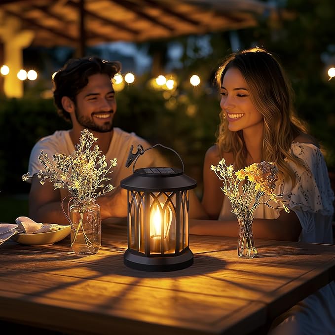 6 Pack Solar Lanterns Outdoor Waterproof - Hanging Lanterns Decorative Outdoor Patio Decor with Clip Solar Lantern for Outside - Outdoor Lanterns for Patio Garden Waterproof Gifts for Women Mom Family