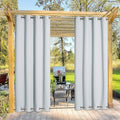 NICETOWN Outdoor Cabana Curtain, Windproof & Sun Blocking Curtains with Grommets Top and Bottom, Waterproof Thermal Insulated Patio Curtain for Summer/Winter (1 PC, W52 x L84 Inch, Greyish White)