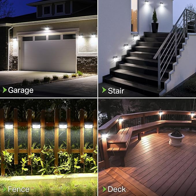 [12 Packs] Solar Motion Lights Outdoor, Ultra Bright Solar Fence Lights with Motion Sensor, IP65 Waterproof Security Light 3 Modes, 270° Lighting Angle, Wall Lights for Deck Patio Fence Garage Door