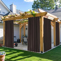 NICETOWN 2 Panels Outdoor Curtains Waterproof Pocket & Back Tab on Top & Bottom, Thermal Insulated Windproof Sun Blocking Outside Privacy Drapes for Patio with Fixed Rope, W52 x L95, Toffee Brown