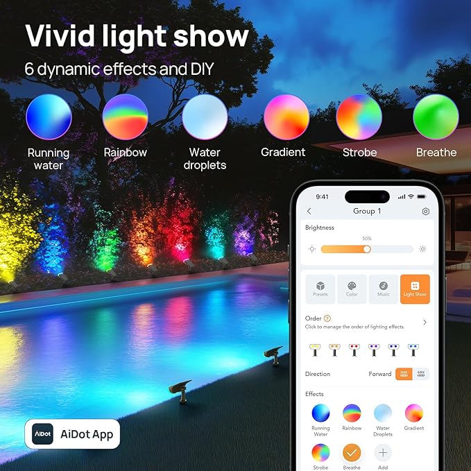 Linkind Smart Solar Lights Outdoor SL5 with Motion Sensor, APP Control Color Changing Solar Spot Lights Outdoor, St. Patrick's Day Decorations, IP65 Landscape Lighting for Yard, Garden, Path(2 Pack)