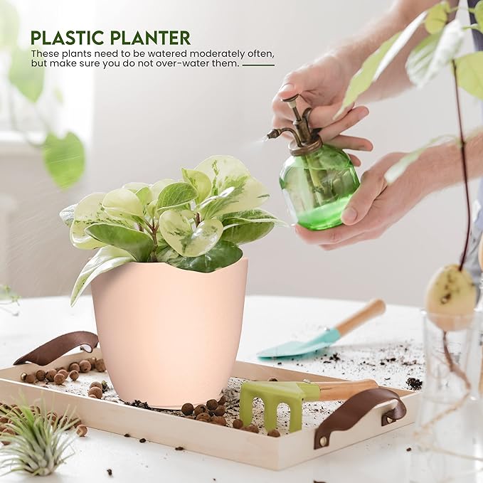 Utopia Home - Plant Pots with Drainage - 7/6.6/6/5.3/4.8 Inches Home Decor Flower Pots for Indoor Planter - Pack of 5 Plastic Planters, Cactus, Succulents Pot - Pink