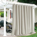 RYB HOME Extra Wide Outdoor Curtains for Patio Waterproof Heavy Duty Thermal Insulated in Summer Full Coverage Privacy for Porch, Cabana & Pool, W120" x L95", Natural, 1 Panel