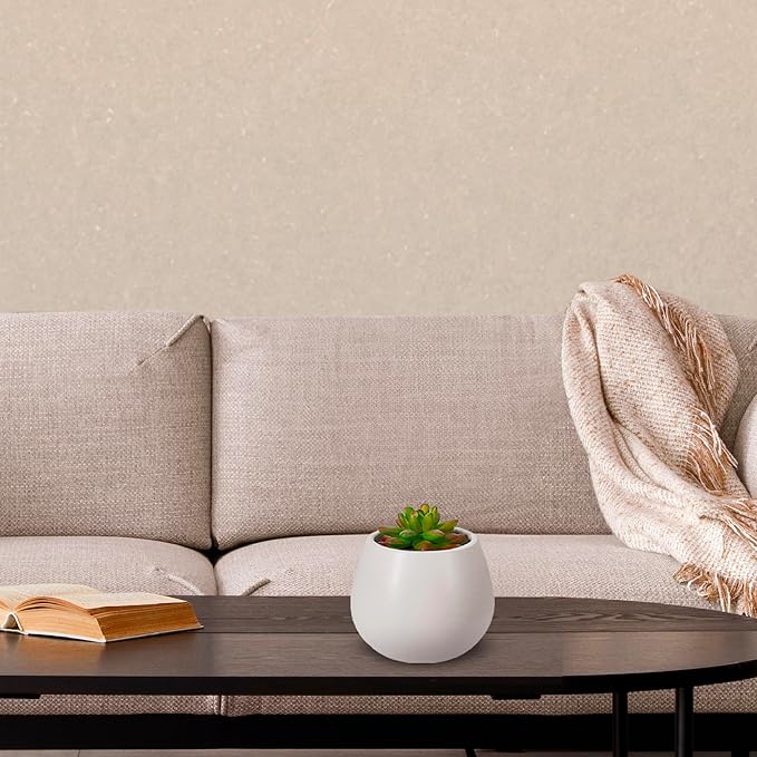 Kate Sleek Matte White Plant Pot Indoor, 5 Inch Pot for Plants, Lightweight, Minimal Style, Tabletop Decorative Garden Pot at Living Room, Work Desk, Ceramic Planter for Indoor Plants, Faux Flower