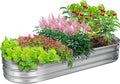 GOOZOO Galvanized Planter Raised Garden Bed, 4x2x1 ft Raised Garden Bed Kit for Gardening Outdoor, Oval Metal Land Planter Box for Vegetables, Flowers, Herbs, Fruits, Easy Assembly（Silver）