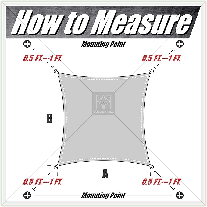 ColourTree TAPR1616 Custom Size 8' x 22' Green Sun Shade Sail Canopy UV Block UPF50 Rectangle - Commercial Standard Heavy Duty - 190 GSM - 3 Years Warranty