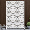 Casaphoria Metal Privacy Screen Outdoor, 72" H x 47" W Freestanding Decorative Privacy Screen for Patio Deck Balcony Garden with Stable Base, White-Star