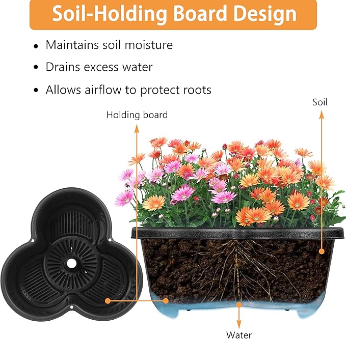 VECELO 7 Tier Vertical Garden Planter, Self Watering Stackable Planters with Wheels for Strawberries, Herbs, Flowers, Vegetables, Black