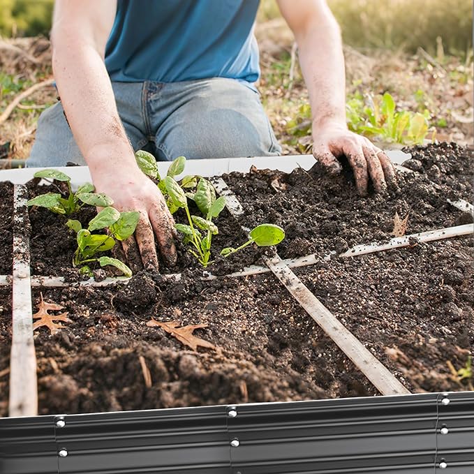 Galvanized Raised Garden Bed for Gardening, 4x4x1ft Large Square Metal Planter Boxes Outdoor for Vegetable,Flower,Herb,Modular Above Ground Growing Container,Black, Easy Assembly