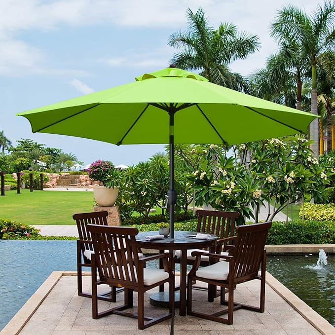 Sunnyglade 9Ft Patio Umbrella Outdoor Table Umbrella with 8 Sturdy Ribs (Grass Green)