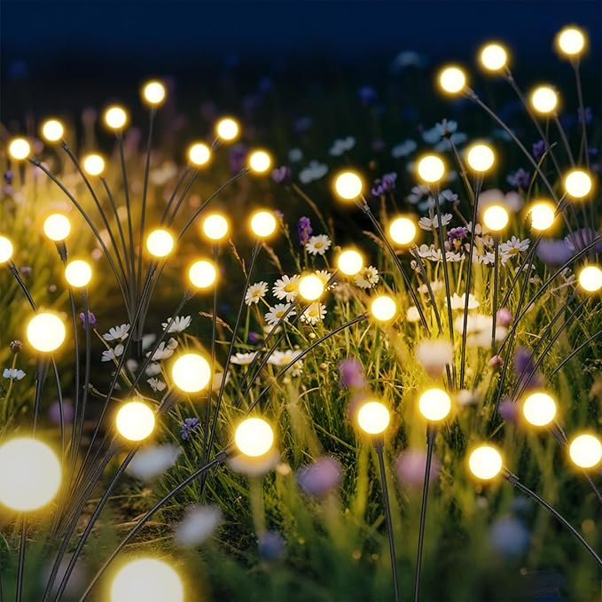 Solar Lights Outdoor-2Pack 16LEDs Solar Garden Firefly Lights Outside,Solar Powered Light Outdoor and Garden Decorative IP65 Waterproof,Yard Patio Pathway Decor,Gardening Gifts for Women,Warm White