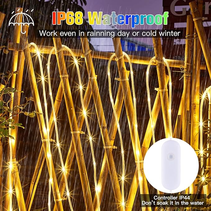 99Ft LED Rope Lights Outdoor, 18 Colors Changing Fairy String Light Plug in with Remote, IP68 Waterproof 300 LEDs Multicolor Twinkle Christmas Lights for Bedroom Patio Halloween Holiday Decor