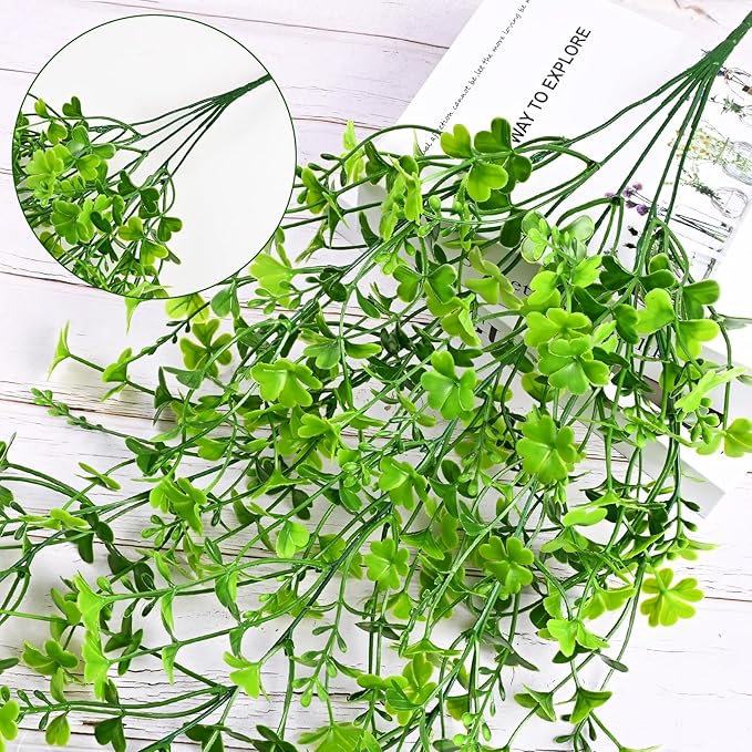 Waipfaru Artificial Hanging Four-leaf clover, 4pcs Fake Hanging Plants, Faux Ivy Pothos Vines Greenery for Wall Home Bedroom Living Room Aesthetic Kitchen Office Aesthetic Kitchen Indoor Outdoor Decor