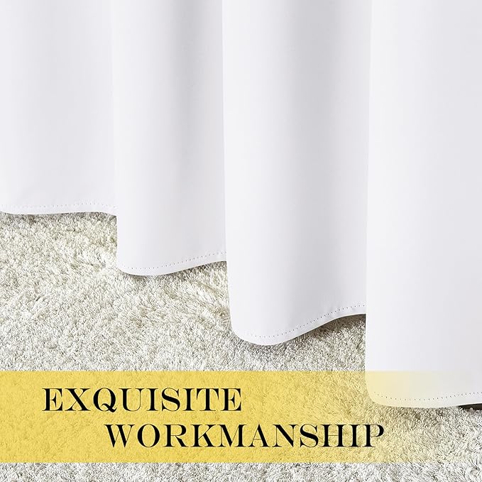 NICETOWN White Room Darkening Curtain 84 inches Long - Grommet Window Treatment Thermal Curtain Sound Reducing Light Blocking Drape for Bedroom/Living Room (1 Panel, W66 x L84)