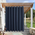 NICETOWN Weighted Blackout Outdoor Curtain for Patio Waterproof, Rustproof Grommet Top and Bottom Public Divider Windproof Thermal Insulated Drape for Porch, Navy Blue, 1 Panel, W100 x L108