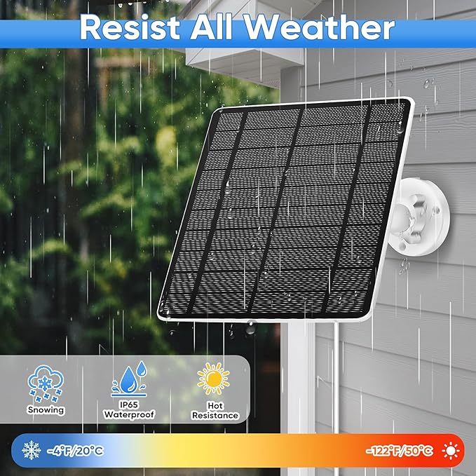 Solar Panel for Ring Camera, Compatible with Spotlight Cam/Pro/Plus Battery, 5W Solar Panel for Security Camera, Solar Charger with 13FT Long Cable, Waterproof
