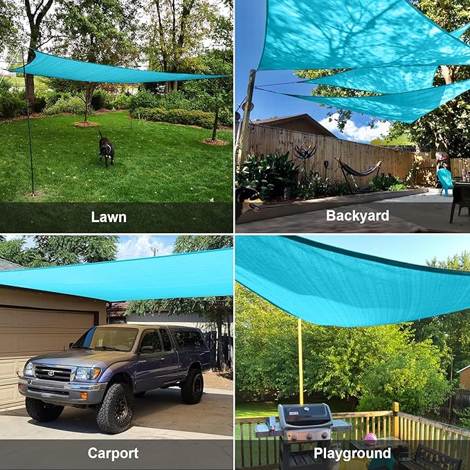 SUNLAX Sun Shade Sail 13' x 13' x 13' Turquoise Blue Triangle Canopy Sail Shade Cover UV Block Permeable Sunshade Outdoor for Patio Backyard (We Make Custom Size)