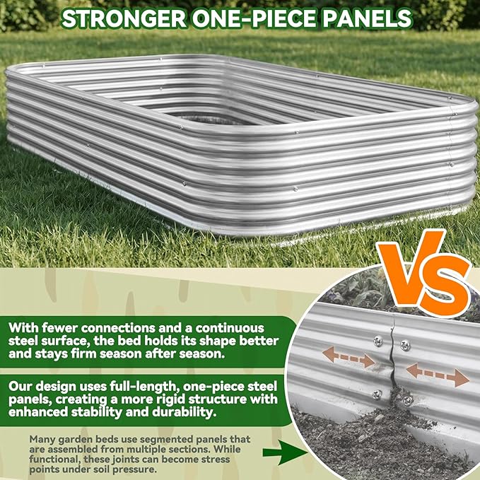 3 Pack Corrugated Galvanized Steel Raised Garden Bed Outdoor, Metal Above Ground Garden Bed for Vegetables and Flowers, Raised Beds for Gardening-4x2FT