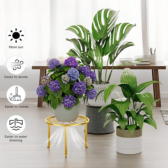 5-Pack Metal Plant Stand Indoor Anti-Rust Flower Display Stand Heavy Duty Rustproof Iron Corner Plant Holder, Round Pot Rack Shelf for Home Garden
