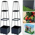 2 Packs Raised Garden Bed Tomato Planter Box with Trellis,44.8" Self-Watering Tomato Cage with Trapezoidal Trellis for Climbing Plants Flowers Vegetables Vine in Patio Garden Indoor Outdoor