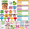 Capoda 24 Sets Garden Flower Pots Crafts Kit DIY Spring Plastic Seedling Nursery Pots with Stickers Plant Labels Growth Charts Planting Growing Tools Classroom Activities Project Gifts (Colorful)