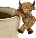 The Bridge Collection Highland Cow Pot Hanger - 4" Country Cow Flower Pot Climber - Farm Animal Plant Pot Hugger for Garden Decor