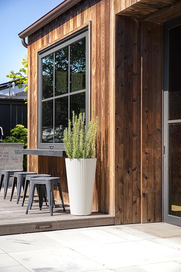 Veradek Demi Series Tall Planter for Porch, Patio, Backyard | Durable Plastic-Concrete Material | Modern Décor for Tall Plants, Grasses