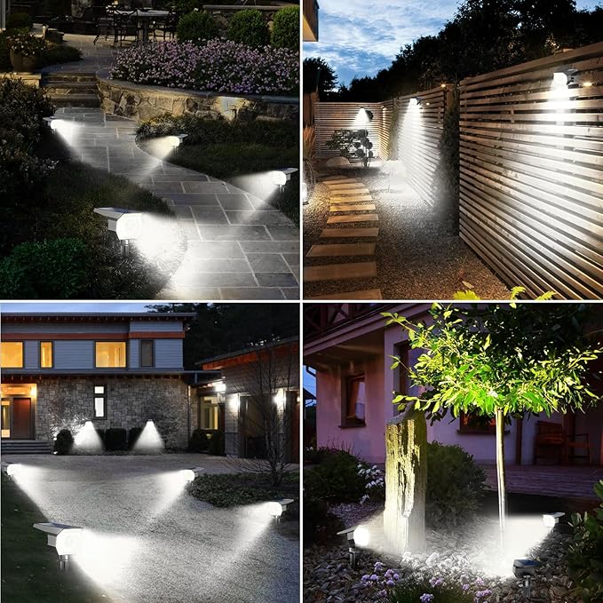 2 Pack Solar Spot Lights Outdoor, Solar Spotlights Outdoor Waterproof 2-in-1 Auto On/Off Landscape Lighting for Outside Yard Wall Garden Pathway