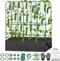 U-Shape Cucumber Trellis with Fabric Raised Garden Bed 65x50 Inch Metal Garden Arch Trellis with Net, Climbing Plants Vegetables Heavy-Duty Outdoor Plant Support for Pea, Grape, Squash, Tomatoes