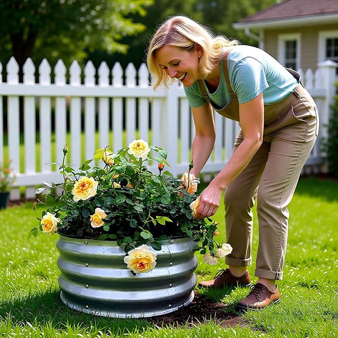 GARDMAX 2 Pack 2x2x1FT Galvanized Round Raised Garden Bed Kit, Metal Planter Boxes Outdoor with Easy Assembly, Large Garden Bed for Vegetables, Fruits, Flower, Herbs Silver