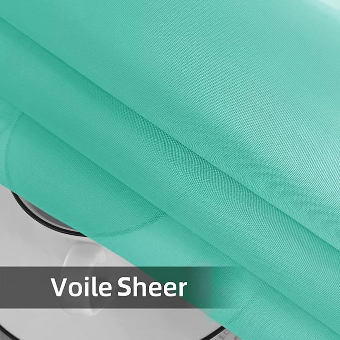 SpaceDresser Waterproof Outdoor Sheer Curtains for Patio - 2 Panels Rod Pocket Indoor Voile Sheer Curtain for Living Room,52W x 84L inch, Turquoise