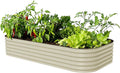 Vego garden Raised Garden Bed Kit, 17" Tall 10 in 1 Jumbo Modular Metal Planter Box for Vegetables, Flowers, Herbs, Pearl White