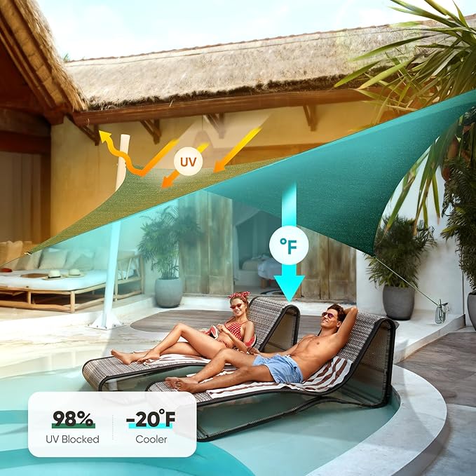 Quictent 20x26ft Sun Shade Sail for Patio, 185GSM Heavy Duty Rectangular Outdoor Sunshades UV Block Outside Canopy Cover for Backyard