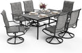 Pamapic 7-Piece Patio Dining Furniture Set with Swivel Chairs, Outdoor Table & 6 Textilene Chairs for Garden, Backyard, Pool, Deck, Gray