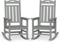 Oversized Outdoor Rocking Chairs Set of 2, High Back Porch Rocker Chair, HDPE Rocking Chairs for Patio, Living Room, Light Grey