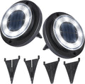 Flacchi Solar Lights Outdoor - Solar Powered Ground Lights Outdoor Solar Disk Light Waterproof Landscape Light for Patio Yard Pathway Walkway Driveway (Cool White, 2 Pack)