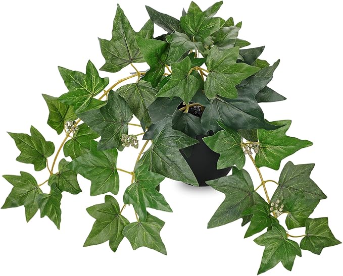 17.7" Artificial Plants Indoor Home Decor, Fake Potted Silk Plants for Shelves, Desks, Living Room, Home & Office Decor, Small Artificial Ivy Vine Plant in Pot, Faux Greenery Tropical Plant, Green