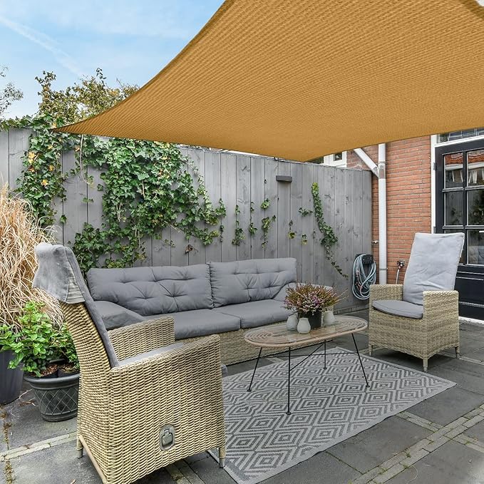 AsterOutdoor Sun Shade Sail Rectangle 8' x 12' UV Block Canopy for Patio Backyard Lawn Garden Outdoor Activities, Sand