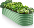 9-in-1 Galvanized Steel Raised Garden Bed // 8×2×1.5 ft Modular Planter for Gardening, Vegetables, Flowers // 18" Tall Metal Raised Garden Beds Outdoor (Light Green) // Patented Design Planter Box