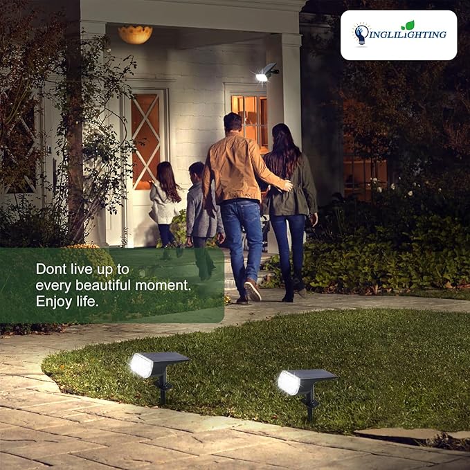DINGLILIGHTING Solar Lights Outdoor Waterproof: IP65 Led Spot Light Decorations for Garden - 3 Lighting Modes Solar Powered for Yard - Halloween Christmas Lights Landscape Pathway Patios 4PC White