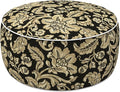 LVTXIII Indoor/Outdoor Inflatable Ottoman with Handle D21 x H9 Inch, Weather-Resistant Round Footstool Pouf for Patio Camping Living Room, Portable Footrest Extra Seating, Jacobean Black