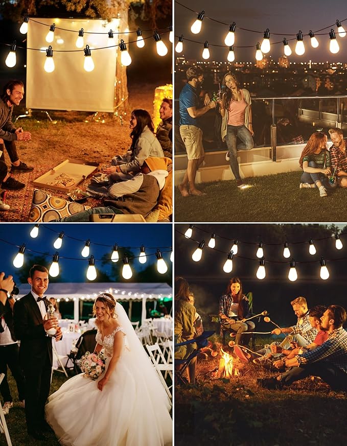 100FT Outdoor String Lights with 35 Shatterproof Patio Deals S14 Vintage Edison Bulbs E12 Sockets,2700K Dimmable Outdoor Lights,IP55 Waterproof LED String Lights for Outside, Patio Lights