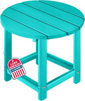 LZRS Round Adirondack Patio Side Table End Table, Outdoor Side Tables for Patio, Backyard,Pool, Indoor Companion, Easy Maintenance & Weather Resistant(Turquoise)