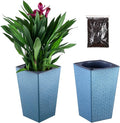 2 Pack Self Watering Planters 10.7" x 6.9" Planter for Indoor Plants Self Watering Violet Pots Plastic Flower Pots Square Planter with a Bag of Clay Pebbles, Blue