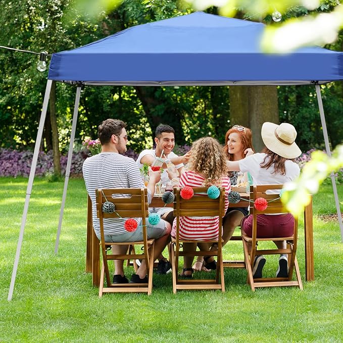 Canopy Tent, 10X10 FT Pop Up Canopy Outdoor Instant Tent Slant Legs with Carrying Bag, Portable Gazebo Shelter for Patio Deck Garden and Beach - 8X8 FT Canopy Cover, Blue